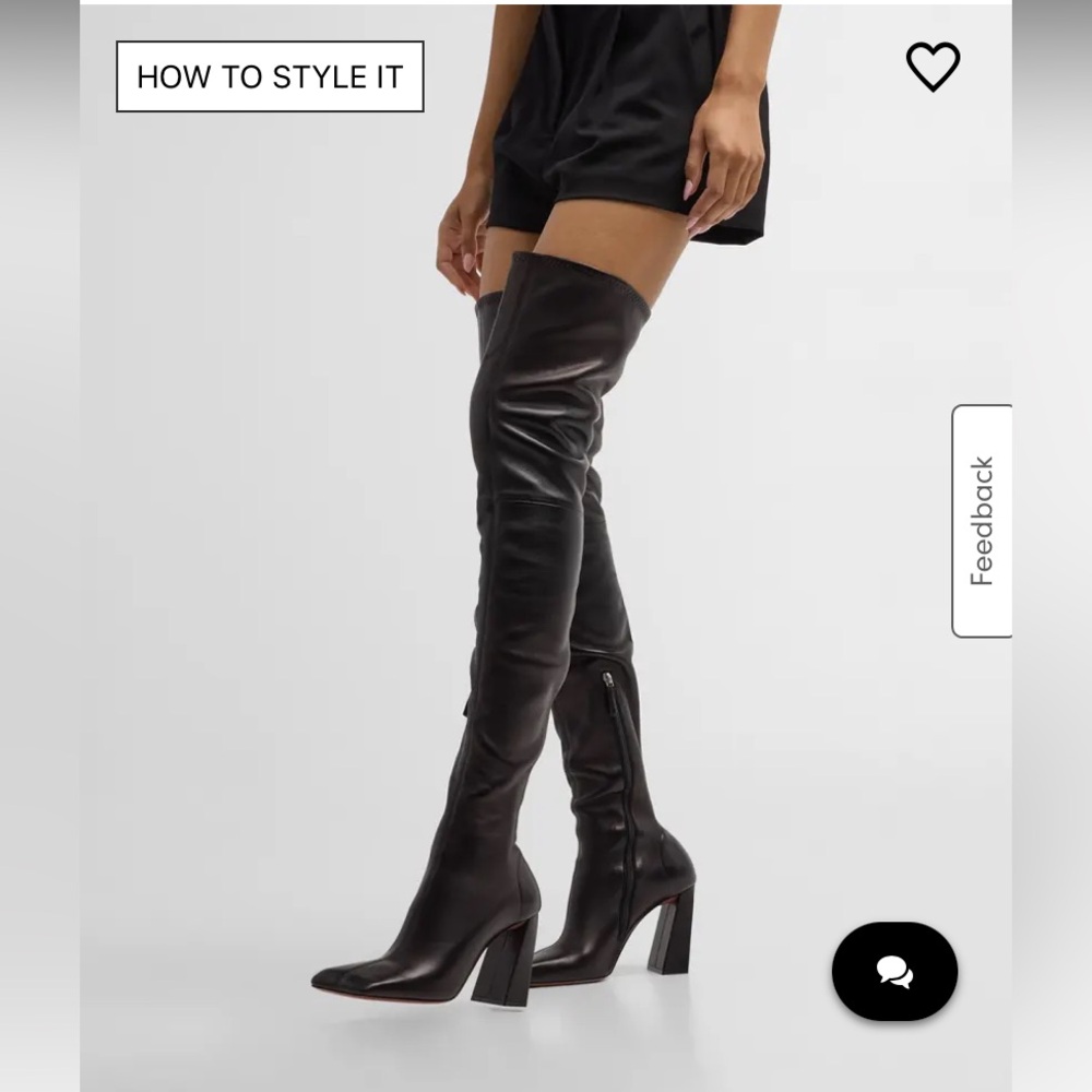 Amina Muaddi Marine 95 Leather over-the-knee boots